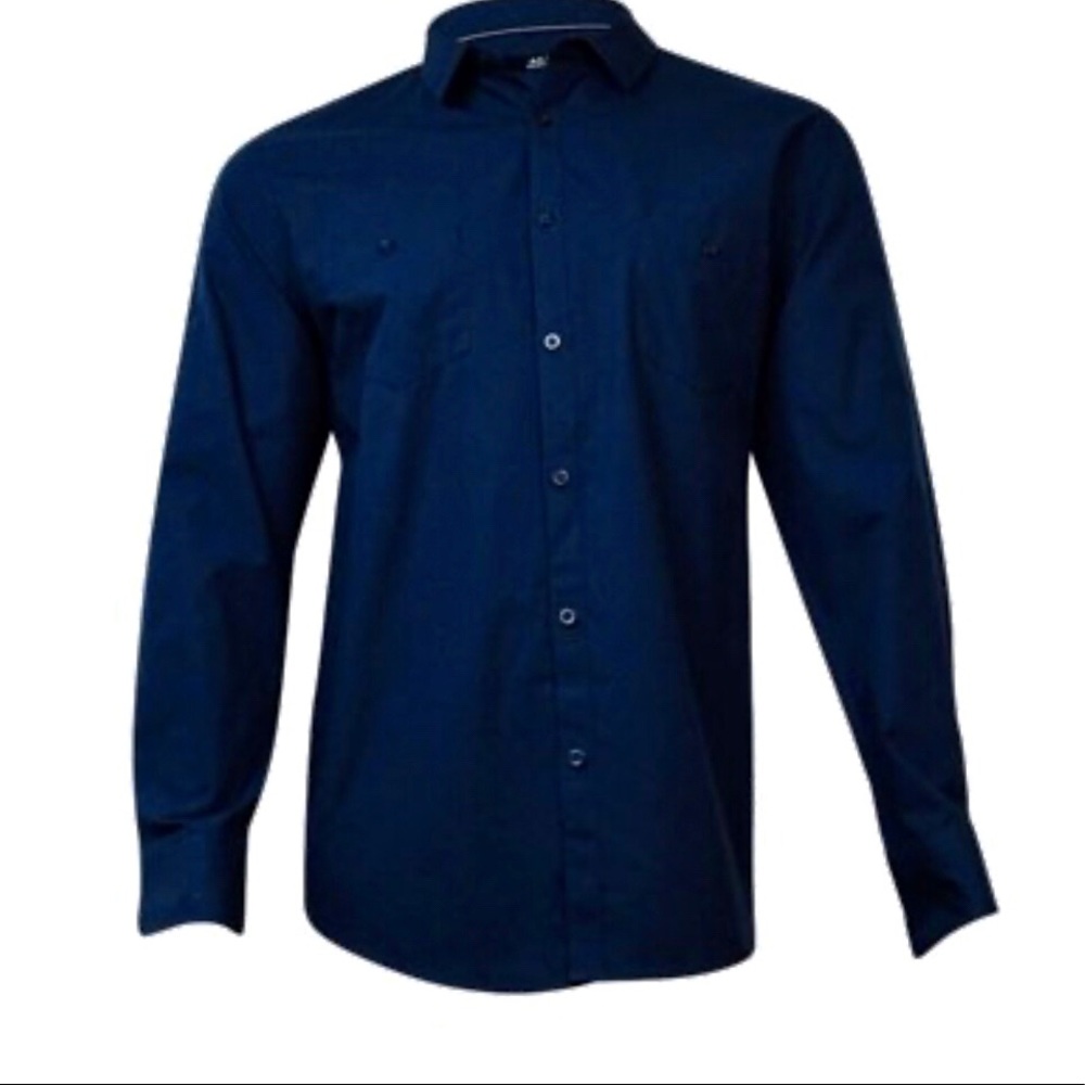 Alfani Fremont Checked Navy Dress Shirt SZ M